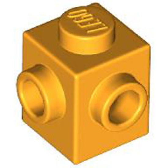 Brick 1x1 with 2 Knobs, Corner Flame Yellowish Orange