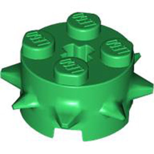 Design Brick 2x2x1 Circle with Spikes Dark Green