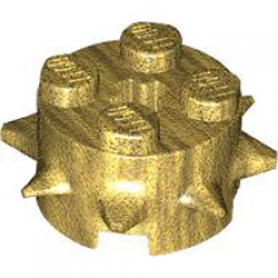 Design Brick 2x2x1 Circle with Spikes Warm Gold