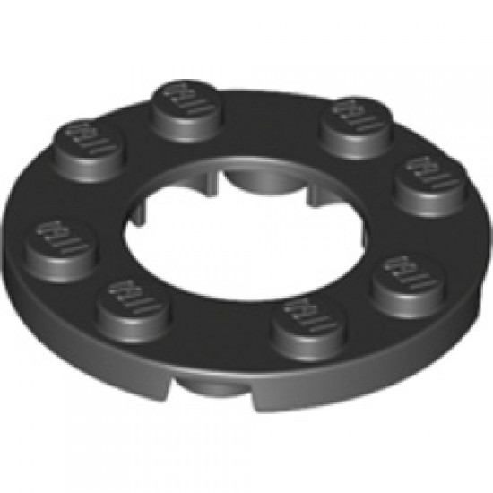 Plate Round 4x4 with Diameter 16mm Hole Black