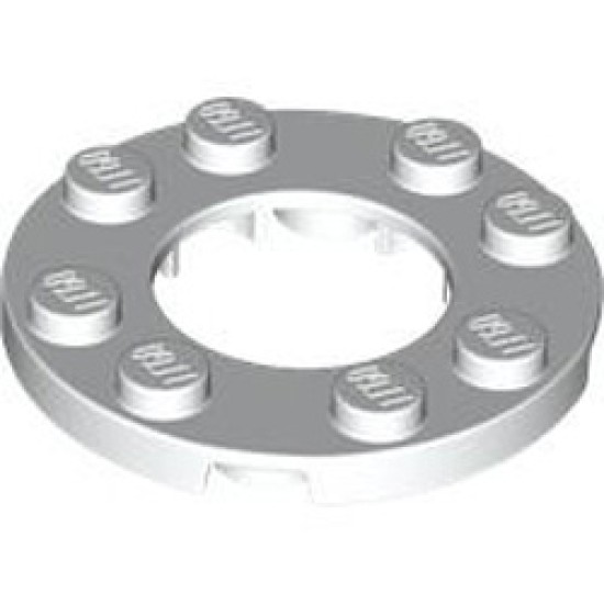 Plate Round 4x4 with Diameter 16mm Hole White