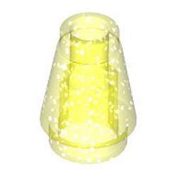 Nose Cone Small 1x1 Transparent Fluorescent Green with Glitter