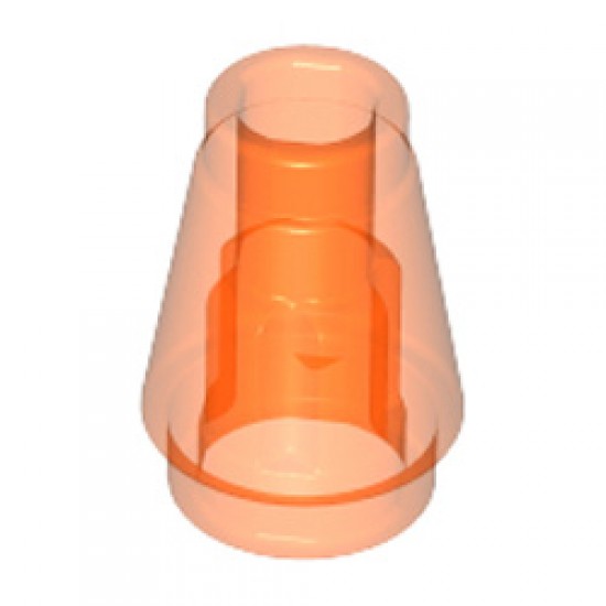Nose Cone Small 1x1 Transparent Fluorescent Reddish Orange