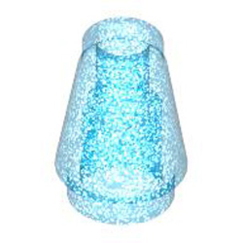 Nose Cone Small 1x1 Transparent Blue with Opalescence