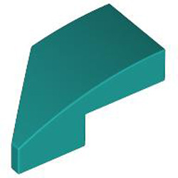 Right Plate 1x2 with Bow 45 Degree Cut Bright Bluish Green
