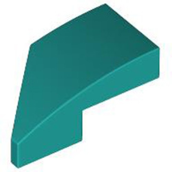 Right Plate 1x2 with Bow 45 Degree Cut Bright Bluish Green