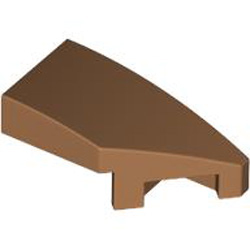 Right Plate 1x2 with Bow 45 Degree Cut Medium Nougat