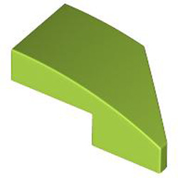 Left Plate 1x2 with Bow 45 Degree Cut Bright Yellowish Green