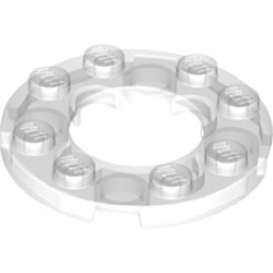Plate Round 4x4 with Diameter 16mm Hole Transparent White (Clear)
