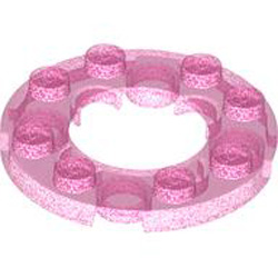 Plate Round 4x4 with Diameter 16mm Hole Transparent Medium Violet with Opalescence