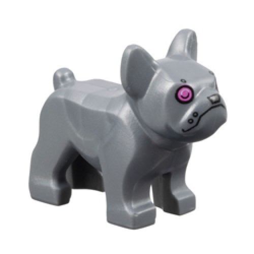 Dog French Bulldog with Pink Eyes Silver Metallic