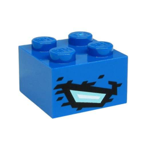 Brick 2x2 with Dragon Eye Bright Blue
