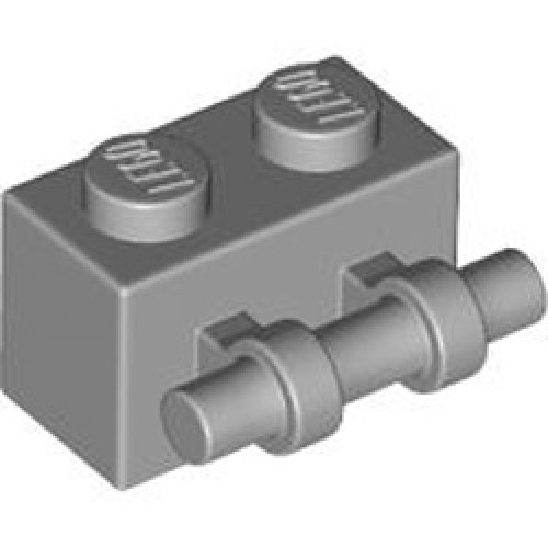 Brick 1x2 with Stick Medium Stone Grey