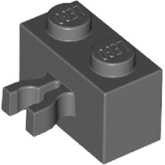 Brick 1x2 with Open Horizontal Holder Dark Stone Grey