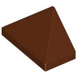 End Ridged Tile 1x2/45 Degree with Bottom Bar Snap Reddish Brown