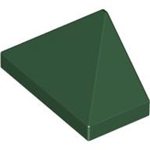 End Ridged Tile 1x2/45 Degree with Bottom Bar Snap Earth Green