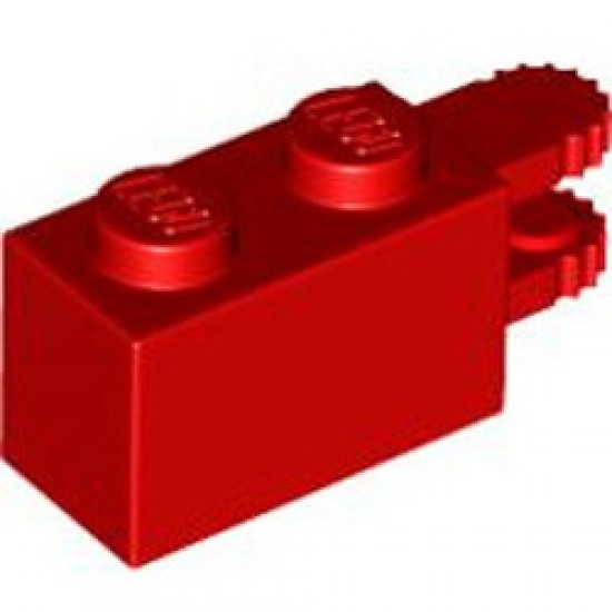 Brick 1x2 Friction / Fork Horizontal End (9 Teeth) Bright Red