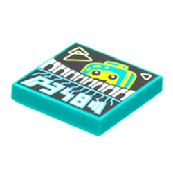 Flat Tile 2x2 with BeatBit Album Cover Bright Bluish Green