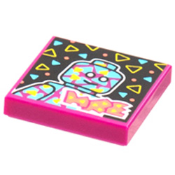 Flat Tile 2X2 with Minifigure and Triangles and Groove Bright Reddish Violet