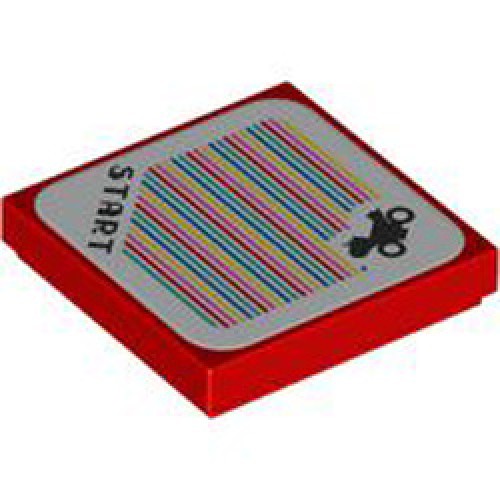 Flat Tile 2x2 with Yoshi Bike Scanner Code and START Bright Red Flat Tile 2x2 with Yoshi Bike Scanner Code and START Bright Red