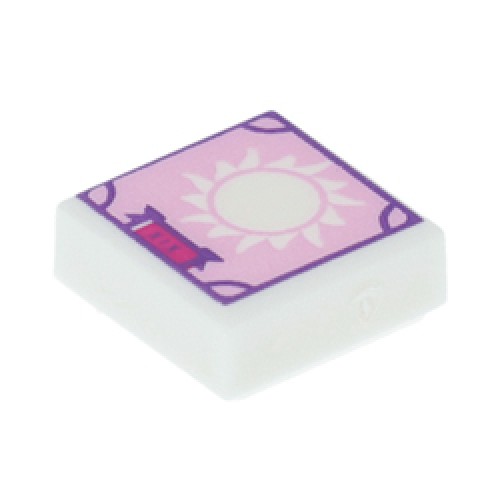 Flat Tile 1x1 with Sun and Roman Numerals White