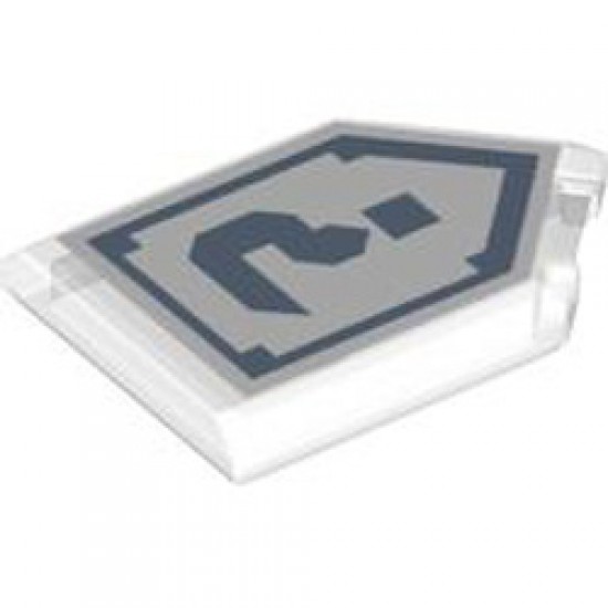 Flat Tile 2x3 with Angle with Nexo Power Shield Transparent White (Clear)