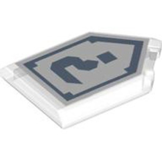 Flat Tile 2x3 with Angle with Nexo Power Shield Transparent White