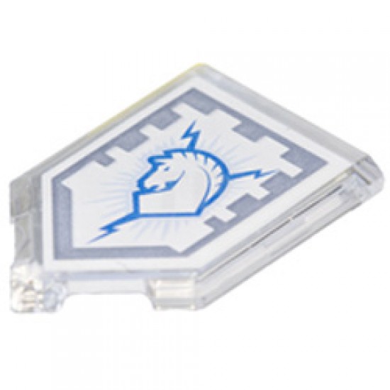 Flat Tile 2x3 with Angle with Nexo Power Shield Transparent White (Clear)