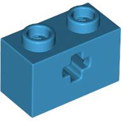 Brick 1x2 with Cross Hole Dark Azur