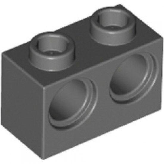 Brick 1x2 Modified 2 Holes Diameter 4.87 Dark Stone Grey