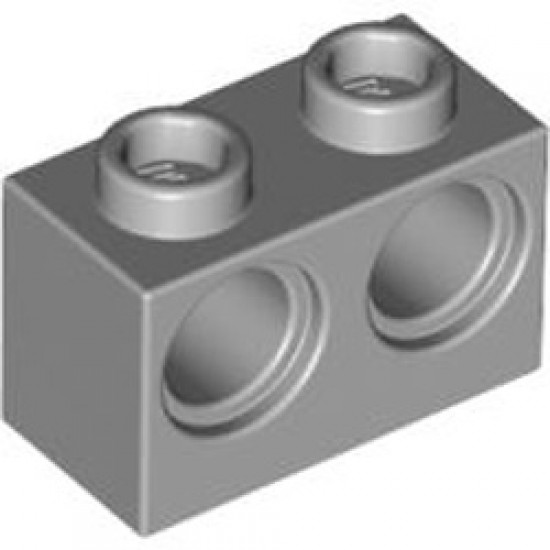 Brick 1x2 Modified 2 Holes Diameter 4.87 Medium Stone Grey