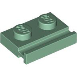 Plate 1x2 with Slide Sand Green