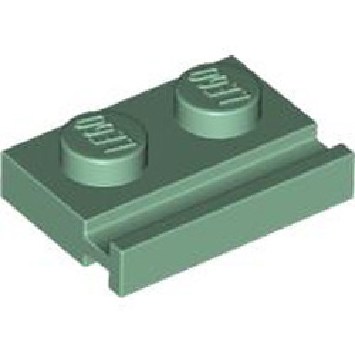 Plate 1x2 with Slide Sand Green