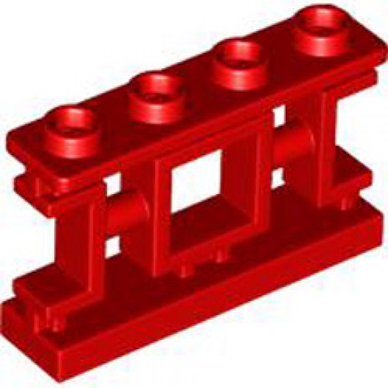 Fence 1x4x2 with Shaft Number 1 Bright Red