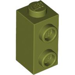 Brick 1x1x1 2/3, with Vertical Knobs Olive Green