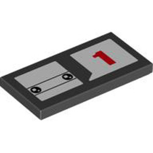 Flat Tile 2x4 Number 124 Black