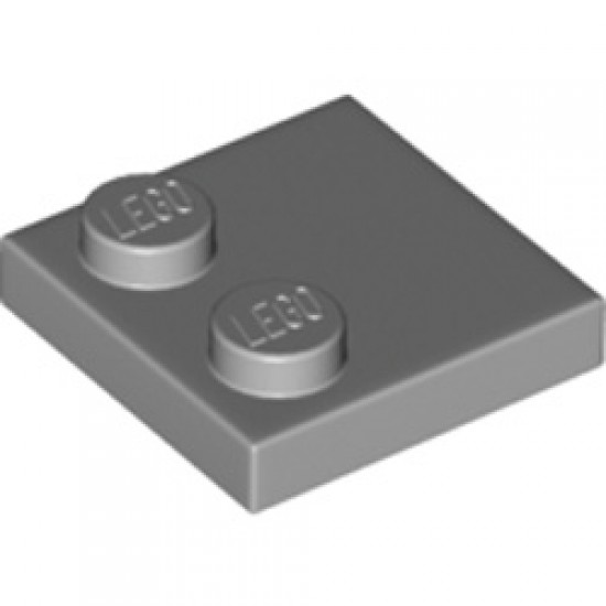 Plate 2x2 with Reduced Knobs Medium Stone Grey
