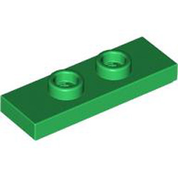 Plate 1x3 with 2 Knobs Dark Green