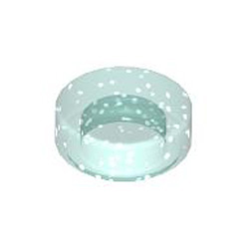 Flat Tile 1x1 Round Transparent Light Blue with Glitter