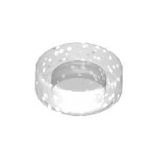 Flat Tile 1x1 Round Transparent White with Glitter