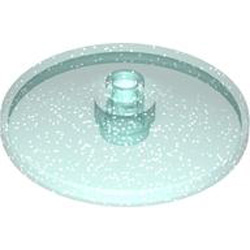 Round Plate Diameter 32x6.4 with Open Knob Transparent Light Blue with Glitter