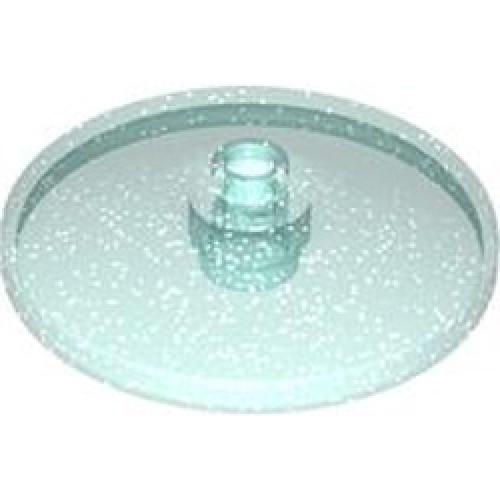 Round Plate Diameter 32x6.4 with Open Knob Transparent Light Blue with Glitter