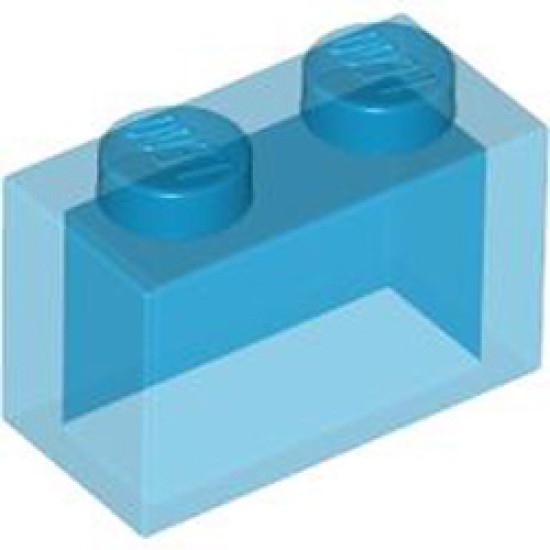 Brick 1x2 without Pin Transparent Blue