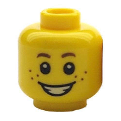 Mini Head Child with Small Reddish Brown Eyebrows and Freckles Bright Yellow