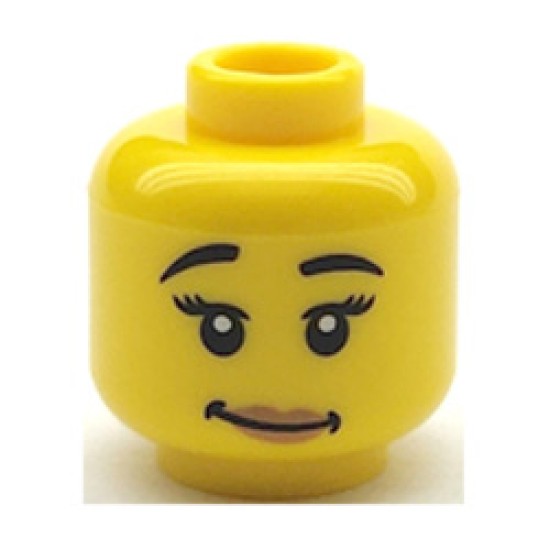 Mini Head with Raised Black Eyebrows and Lopsided Grin Bright Yellow