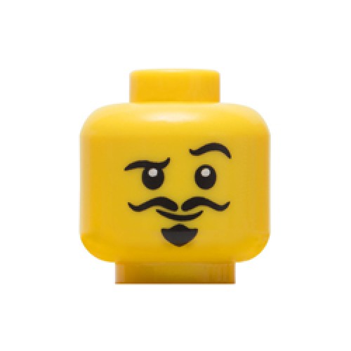 Head with Thin Curly Moustache Bright Yellow