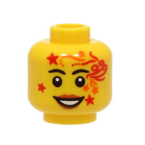 Head with Red and Orange Face Paintings Bright Yellow