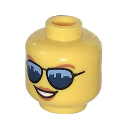 Head with Earth Blue Glasses with reflecting Skyline Bright Yellow