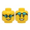 Dual Sided Head with Black Eyebrows and Medium Azure Water Drops Bright Yellow