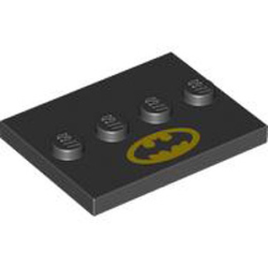 Plate 3x4 with 4 Knobs Number 3 Black